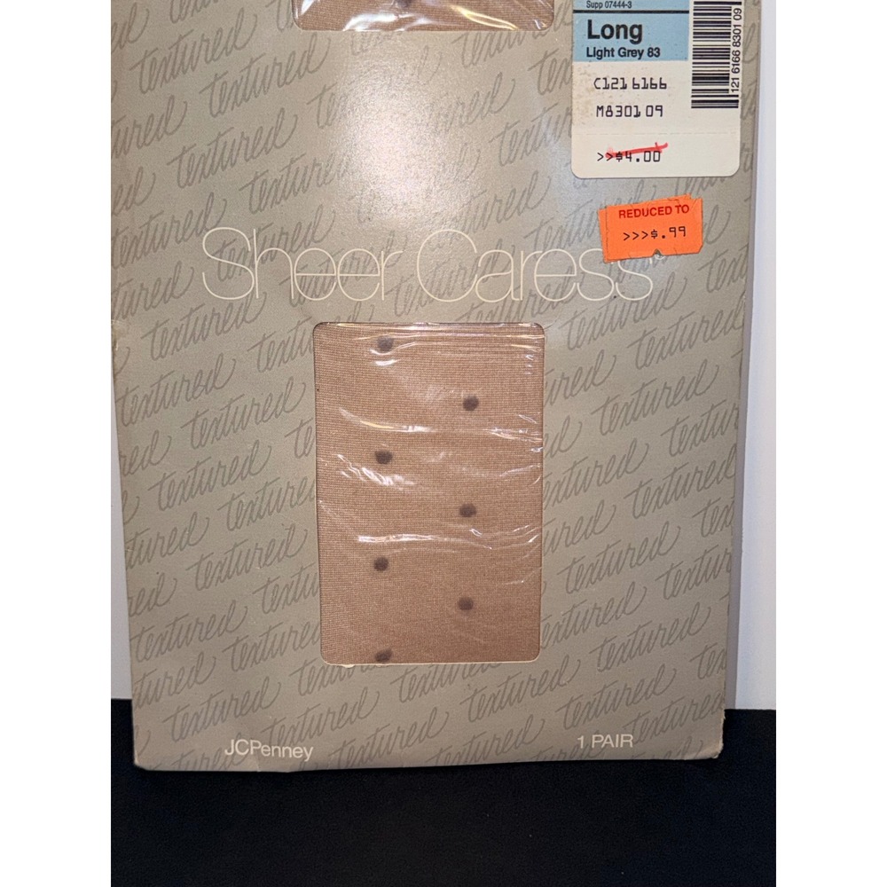 JCPenney Sheer Caress Textured Pantyhose Light Grey 83 Polka Dot Long‎ USA
